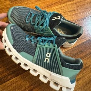 On Running Black and Teal Athletic Shoes